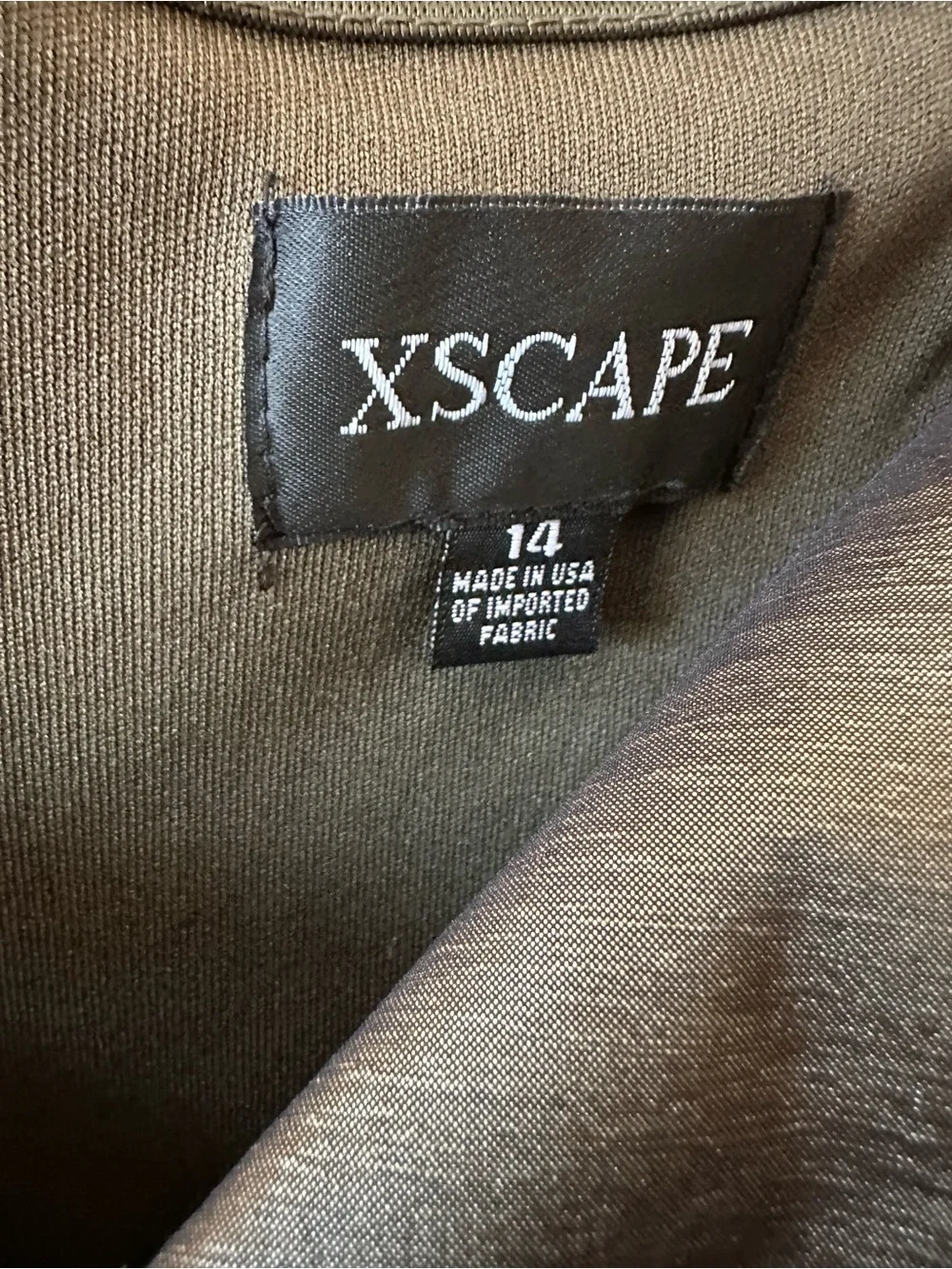 Xscape Metallic Taffeta,off The Shoulder Gown,sz 14, New Without Tag,olive